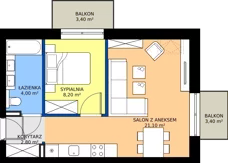2 pokoje, apartament inwestycyjny 36,10 m², piętro 2, oferta nr B1.10, Rezydencja Chłabówka, Zakopane, ul. Chłabówka Górna