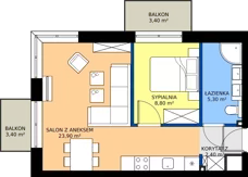 2 pokoje, apartament inwestycyjny 40,40 m², parter, oferta nr B1.5, Rezydencja Chłabówka, Zakopane, ul. Chłabówka Górna
