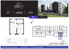 2 pokoje, mieszkanie 44,37 m², piętro 3, oferta nr E/M18, Smart City Stargard, Stargard, ul. Nadbrzeżna 11