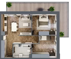 3 pokoje, mieszkanie 57,39 m², parter, oferta nr B1.2, Zdrojowa Park, Busko-Zdrój, ul. Prof. W. Grotta