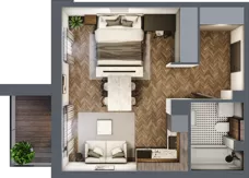 1 pokój, mieszkanie 35,03 m², piętro 1, oferta nr B1.16, Zdrojowa Park, Busko-Zdrój, ul. Prof. W. Grotta