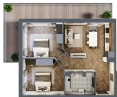 3 pokoje, mieszkanie 59,45 m², piętro 3, oferta nr B1.35, Zdrojowa Park, Busko-Zdrój, ul. Prof. W. Grotta
