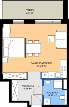 1 pokój, mieszkanie 39,24 m², piętro 3, oferta nr B2.36, Zdrojowa Park bud. 2, Busko-Zdrój, ul. Prof. W. Grotta