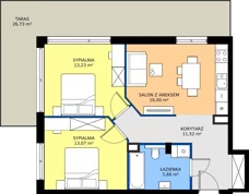 3 pokoje, mieszkanie 59,48 m², piętro 3, oferta nr B2.35, Zdrojowa Park bud. 2, Busko-Zdrój, ul. Prof. W. Grotta