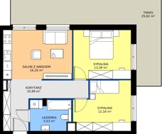 3 pokoje, mieszkanie 58,33 m², piętro 3, oferta nr B2.28, Zdrojowa Park bud. 2, Busko-Zdrój, ul. Prof. W. Grotta