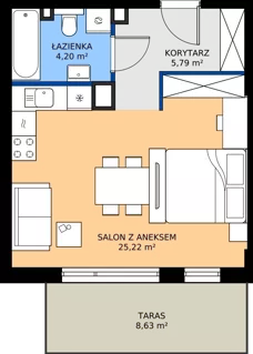 1 pokój, mieszkanie 35,21 m², piętro 1, oferta nr B2.13, Zdrojowa Park bud. 2, Busko-Zdrój, ul. Prof. W. Grotta