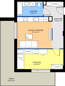 2 pokoje, mieszkanie 48,42 m², piętro 1, oferta nr B2.17, Zdrojowa Park bud. 2, Busko-Zdrój, ul. Prof. W. Grotta