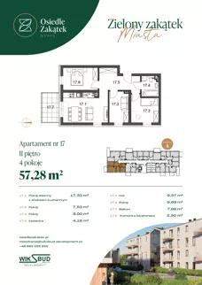 3 pokoje, mieszkanie 57,28 m², piętro 2, oferta nr 17, Osiedle Zakątek, Rypin, ul. 3 Maja 1A