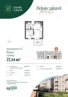 2 pokoje, mieszkanie 27,14 m², piętro 3, oferta nr 27, Osiedle Zakątek, Rypin, ul. 3 Maja 1A