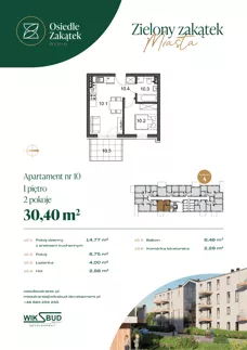 2 pokoje, mieszkanie 30,40 m², piętro 1, oferta nr 10, Osiedle Zakątek, Rypin, ul. 3 Maja 1A