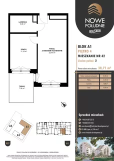 2 pokoje, mieszkanie 38,71 m², piętro 4, oferta nr M.A1.04.42, Nowe Południe, Włocławek, Południe, ul. Kazimierza Łady 10