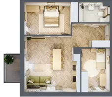 3 pokoje, mieszkanie 56,43 m², piętro 1, oferta nr B.1.17, Nowe Miasto, Krzeszowice, ul. Czatkowice Górne / Majowa