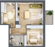 3 pokoje, mieszkanie 50,45 m², piętro 1, oferta nr B.1.11, Nowe Miasto, Krzeszowice, ul. Czatkowice Górne / Majowa