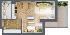 2 pokoje, apartament inwestycyjny 41,96 m², piętro 1, oferta nr B2/10, Apartamenty Klimatyczna, Gdańsk, Wyspa Sobieszewska, ul. Klimatyczna 88