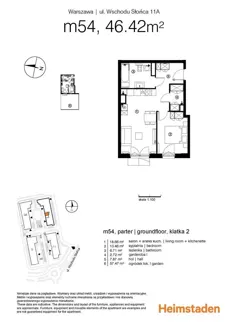 2 pokoje, mieszkanie 46,53 m², parter, oferta nr M54, Aurora, Warszawa, Włochy, Raków, ul. Wschodu Słońca 11A, 9A