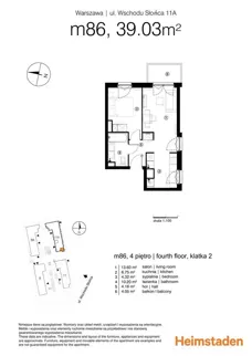 2 pokoje, mieszkanie 38,98 m², piętro 2, oferta nr M86, Aurora, Warszawa, Włochy, Raków, ul. Wschodu Słońca 11A, 9A