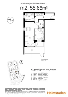 2 pokoje, mieszkanie 55,54 m², parter, oferta nr M02, Aurora, Warszawa, Włochy, Raków, ul. Wschodu Słońca 11A, 9A