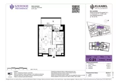 2 pokoje, mieszkanie 40,25 m², piętro 2, oferta nr C-31, Szerokie Residence, Lublin, Szerokie, ul. Kazimiery Litwiniukowej