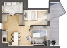 2 pokoje, apartament inwestycyjny 33,83 m², piętro 3, oferta nr 4.4, MidAqua Apartments, Międzywodzie, ul. Szkolna