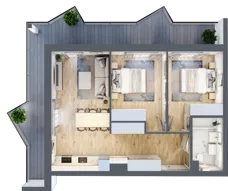 3 pokoje, apartament inwestycyjny 56,86 m², piętro 1, oferta nr 2.4, MidAqua Apartments, Międzywodzie, ul. Szkolna