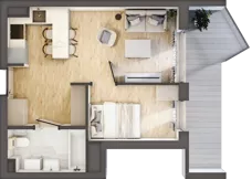 2 pokoje, apartament inwestycyjny 33,80 m², piętro 3, oferta nr 4.6, MidAqua Apartments, Międzywodzie, ul. Szkolna
