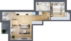2 pokoje, mieszkanie 49,65 m², piętro 1, oferta nr 6, Stacja Olszynka, Warszawa, Praga Południe, Gocławek, ul. Załęże 14