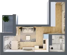 1 pokój, mieszkanie 28,51 m², piętro 1, oferta nr 5, Stacja Olszynka, Warszawa, Praga Południe, Gocławek, ul. Załęże 14
