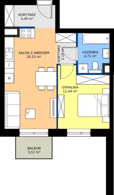 2 pokoje, mieszkanie 42,89 m², piętro 3, oferta nr 27, Strażacka 54G, Rzeszów, Drabinianka, ul. Strażacka 54