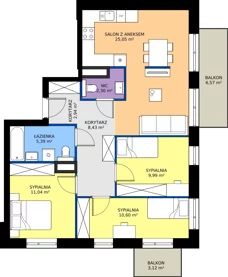 4 pokoje, mieszkanie 75,74 m², piętro 3, oferta nr 117, Strażacka 54G, Rzeszów, Drabinianka, ul. Strażacka 54