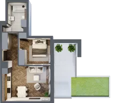 2 pokoje, mieszkanie 40,73 m², piętro 1, oferta nr M.1.1, Lipowa 43, Łódź, Polesie, Stare Polesie, ul. Lipowa 43