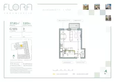 1 pokój, mieszkanie 37,81 m², piętro 3, oferta nr 101, Flora Śródmieście, Łódź, Śródmieście, ul. płk. Jana Kilińskiego 111