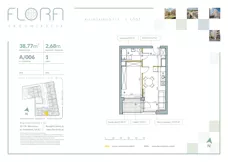 2 pokoje, mieszkanie 38,77 m², piętro 1, oferta nr 6, Flora Śródmieście, Łódź, Śródmieście, ul. płk. Jana Kilińskiego 111