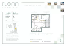 2 pokoje, mieszkanie 44,22 m², piętro 2, oferta nr 34, Flora Śródmieście, Łódź, Śródmieście, ul. płk. Jana Kilińskiego 111
