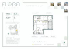 2 pokoje, mieszkanie 44,22 m², piętro 3, oferta nr 45, Flora Śródmieście, Łódź, Śródmieście, ul. płk. Jana Kilińskiego 111