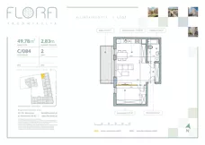 2 pokoje, mieszkanie 49,78 m², piętro 2, oferta nr 84, Flora Śródmieście, Łódź, Śródmieście, ul. płk. Jana Kilińskiego 111