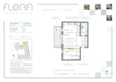2 pokoje, mieszkanie 49,84 m², piętro 5, oferta nr 114, Flora Śródmieście, Łódź, Śródmieście, ul. płk. Jana Kilińskiego 111