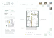 2 pokoje, mieszkanie 48,52 m², piętro 1, oferta nr 128, Flora Śródmieście, Łódź, Śródmieście, ul. płk. Jana Kilińskiego 111