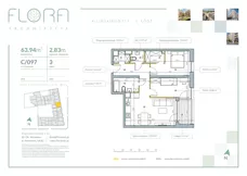 3 pokoje, mieszkanie 63,94 m², piętro 3, oferta nr 97, Flora Śródmieście, Łódź, Śródmieście, ul. płk. Jana Kilińskiego 111