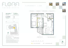 3 pokoje, mieszkanie 64,64 m², piętro 3, oferta nr 99, Flora Śródmieście, Łódź, Śródmieście, ul. płk. Jana Kilińskiego 111