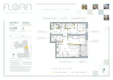 3 pokoje, mieszkanie 63,94 m², piętro 4, oferta nr 108, Flora Śródmieście, Łódź, Śródmieście, ul. płk. Jana Kilińskiego 111