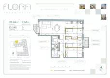 4 pokoje, mieszkanie 85,44 m², piętro 3, oferta nr 145, Flora Śródmieście, Łódź, Śródmieście, ul. płk. Jana Kilińskiego 111