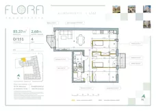4 pokoje, mieszkanie 85,37 m², piętro 4, oferta nr 151, Flora Śródmieście, Łódź, Śródmieście, ul. płk. Jana Kilińskiego 111