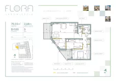 4 pokoje, mieszkanie 70,15 m², piętro 5, oferta nr 155, Flora Śródmieście, Łódź, Śródmieście, ul. płk. Jana Kilińskiego 111