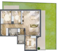 4 pokoje, mieszkanie 96,55 m², parter, oferta nr M1, Aura Orłowo, Gdynia, Orłowo, Kolibki, ul. Aleja Zwycięstwa 193