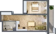 2 pokoje, mieszkanie 41,68 m², piętro 2, oferta nr M9, Aura Orłowo, Gdynia, Orłowo, Kolibki, ul. Aleja Zwycięstwa 193