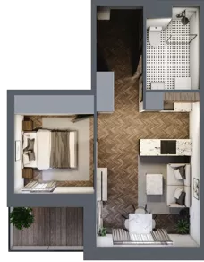 2 pokoje, mieszkanie 36,72 m², piętro 1, oferta nr B1.M8, Sosnovia, Sosnowiec, Dańdówka, ul. Mariana Maliny/Grzybowa