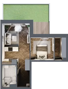 2 pokoje, mieszkanie 40,24 m², piętro 1, oferta nr B3.M13, Sosnovia, Sosnowiec, Dańdówka, ul. Mariana Maliny/Grzybowa