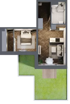 2 pokoje, mieszkanie 40,17 m², parter, oferta nr B2.M6, Sosnovia, Sosnowiec, Dańdówka, ul. Mariana Maliny/Grzybowa