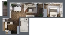 2 pokoje, mieszkanie 46,07 m², piętro 1, oferta nr B2.M11, Sosnovia, Sosnowiec, Dańdówka, ul. Mariana Maliny/Grzybowa