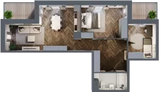 3 pokoje, mieszkanie 65,43 m², piętro 1, oferta nr B3.M7, Sosnovia, Sosnowiec, Dańdówka, ul. Mariana Maliny/Grzybowa